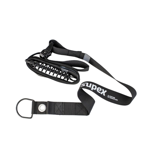 Black / 2 Pack | Supex Awning Tie Down Kit Image Showing Tie Down Unravelled.