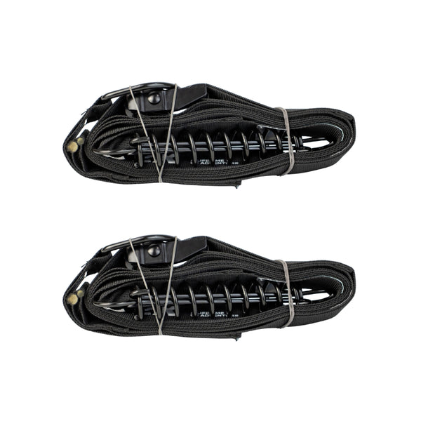 Black / 2 Pack | Supex Awning Tie Down Strap Kit Image Showing Both Straps Rolled Up For Easy Transport And Storage.