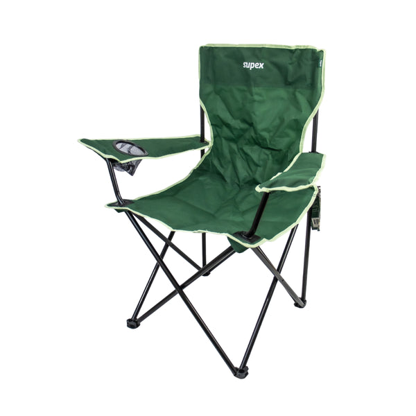 Green | Supex Camp Quad Chair Image Showing Angled Side View.