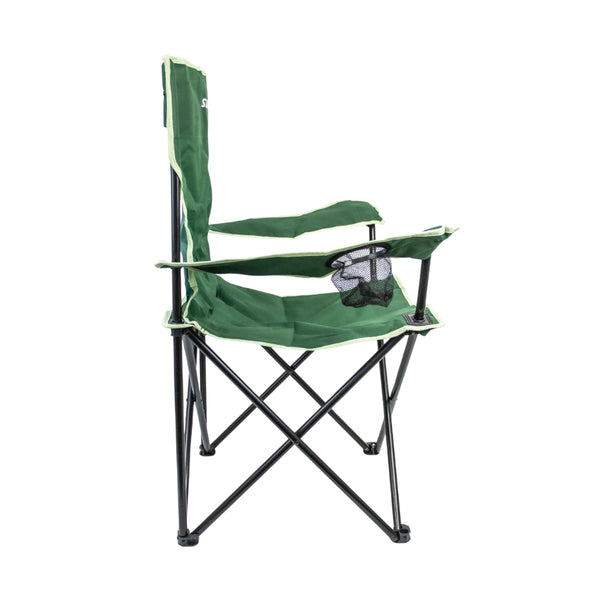 Green | Supex Camp Quad Chair Image Showing Side View.
