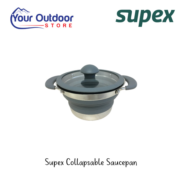 Supex Collapsible Saucepan | Hero Image Showing Logos And Title.