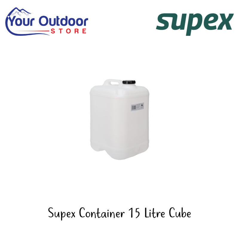 Supex Container 15 Litre Cube | Hero Image Showing All Logos And Titles.