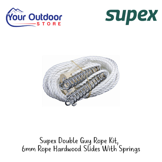 Supex Double Guy Rope Kit 6mm Rope Hardwood Slides With Springs | Your ...