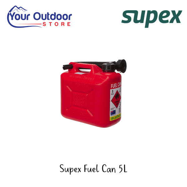 Supex Fuel Can 5L | Hero Image Showing All Logos And Titles.