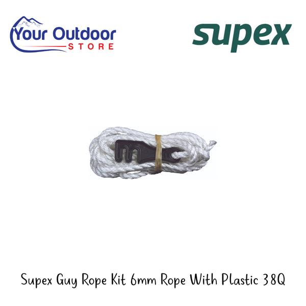 Supex Guy Rope Kit 6mm With Plastic Slides 38Q | Hero Image Showing All Logos And Titles.