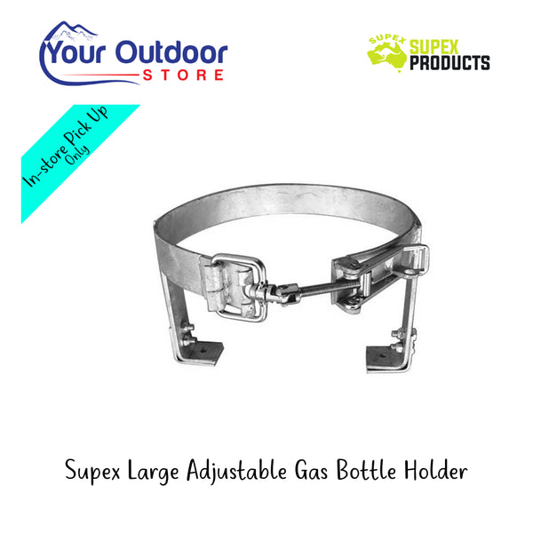 Supex Large Adjustable Gas Bottle Holder | Hero Image Showing All Logos And Titles.