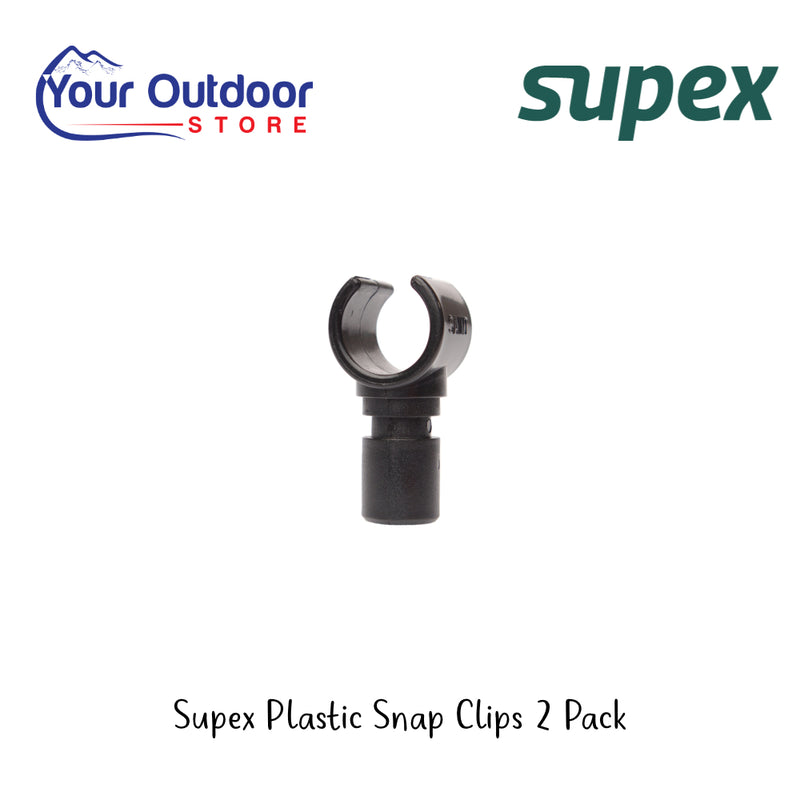 Supex Plastic Snap Clips 2 Pack | Hero Image Showing All Logos And Titles.