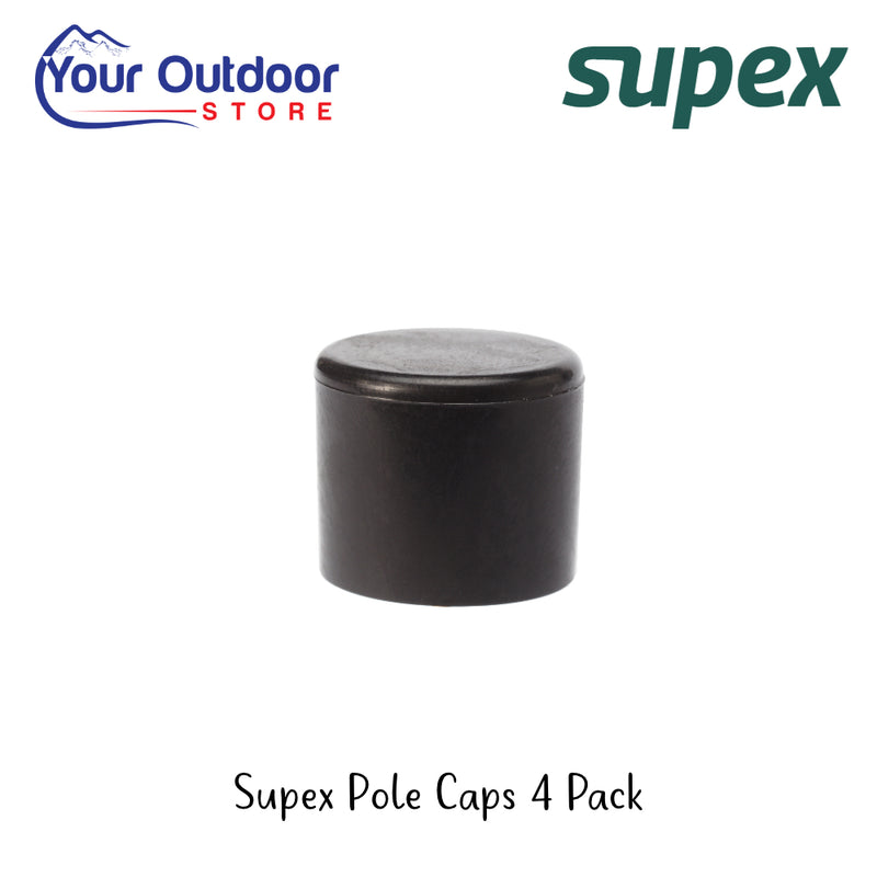 Supex Pole Caps 4 Pack | Hero Image Showing All Logos And Titles.