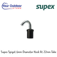 Supex Spigot mm Diameter Hook Fit 22mm Tube | Hero Image Showing All Logos And Titles.