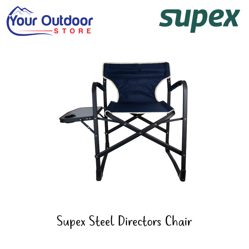 Supex Steel Directors Chair | Hero Image Showing All Logos And Titles.