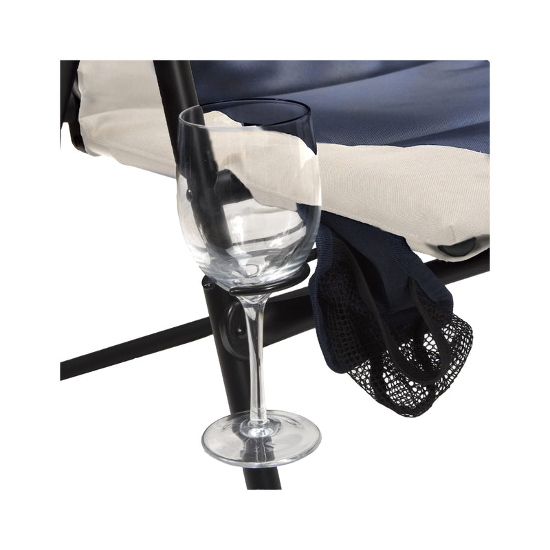 Supex The Weekender 5 Position Arm Chair | Image Showing Close Up View Of Wine Glass Holder.