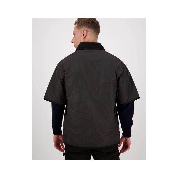 Brown | Swanndri 3/4 Sleeve Oilskin Jacket Image Showing Back View.