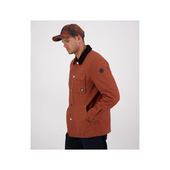 Rusty | Swanndri Barrytown V3 Canvas Jacket Image Showing Angled Side View, Buttons Done Up.