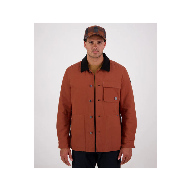 Rusty | Swanndri Barrytown V3 Canvas Jacket Image Showing Front View Buttons Undone.