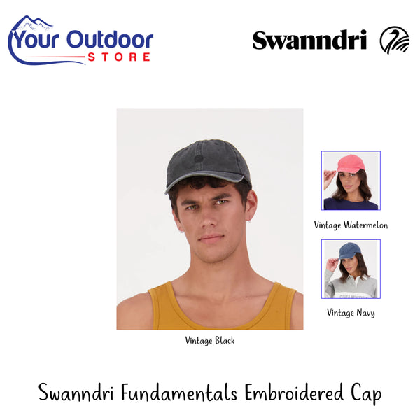 Swanndri Fundamentals Embroidered Cap | Hero Image Showing All Logos, Titles And Variants.