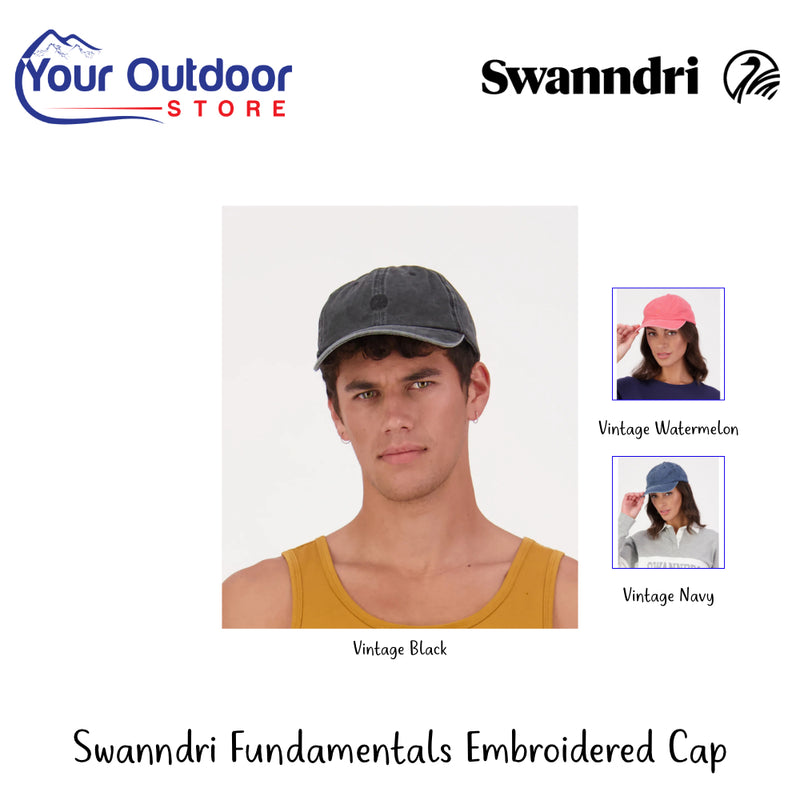Swanndri Fundamentals Embroidered Cap | Hero Image Showing All Logos, Titles And Variants.