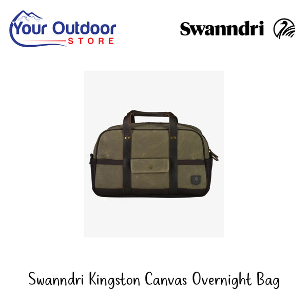 Swanndri Kingston Canvas Overnight Bag | Hero Image Showing All Logos And Titles.