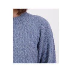 Oceanview | Swanndri Lyttelton  Women's Waffle Crew Image Showing Close Up View Of The Knitted Seam, And Neck Line.