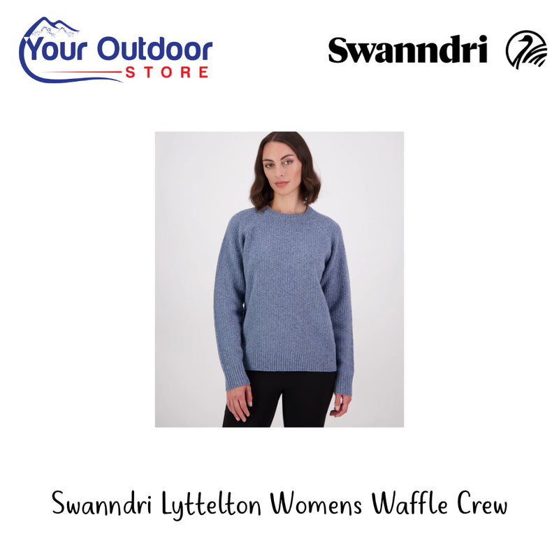 Swanndri Lyttelton  Women's Waffle Crew | Hero Image Showing All Logos And Titles.