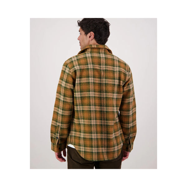 Arizona Check | Swanndri Mens Kiaraki Wool Shacket Image Showing Shacket On A Model Showing The Back View.