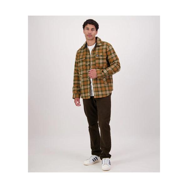Arizona Check | Swanndri Mens Kiaraki Wool Shacket Image Showing Shacket On A Model Front View, Buttons Open.