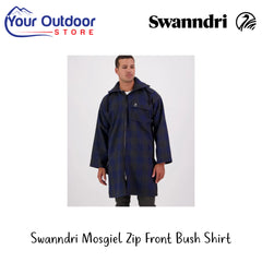 Swanndri Men's Mosgiel Zip Front Bush Shirt | Hero Image Showing All Logos And Titles.