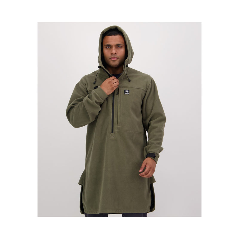 Forest | Swanndri Mens Tundra Fleece Anorak Image Showing Front View With Hood Up.
