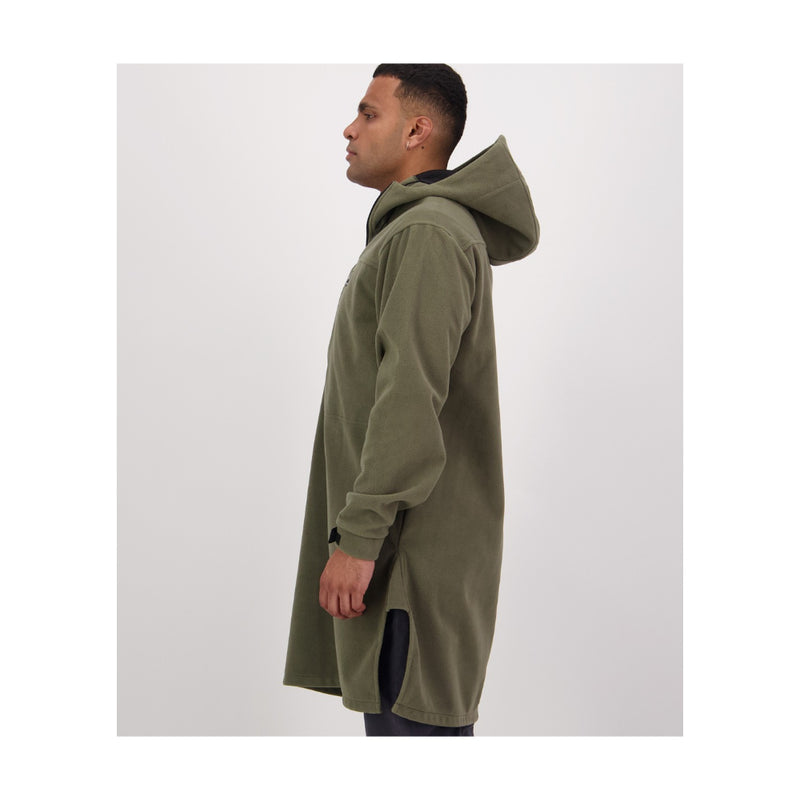 Forest | Swanndri Mens Tundra Fleece Anorak Image Showing Side View With Hood Down.