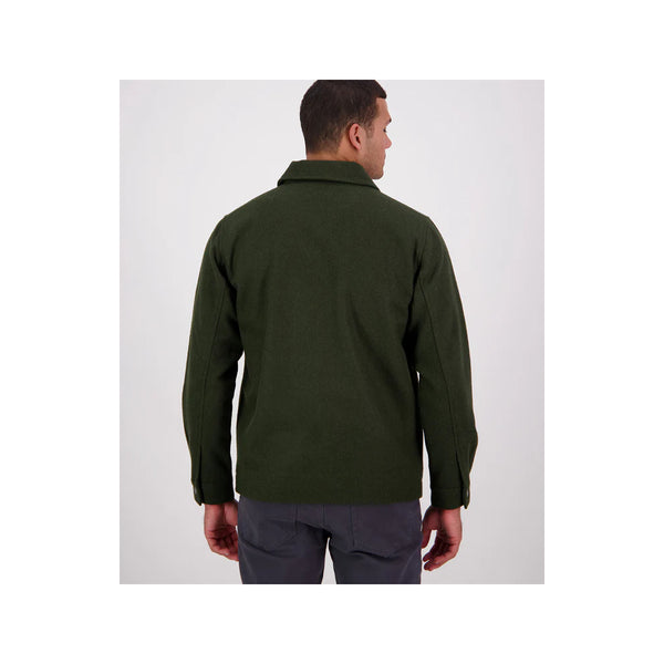Dark Olive | Swanndri Northgate Jacket Image Showing The Back View.