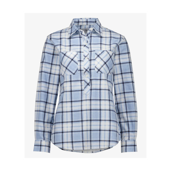 Blue | Swanndri Women's Half Button Egmont Flannelette Shirt Image Showing No Logos Or Titles.