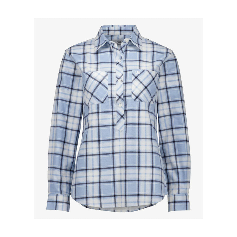 Blue | Swanndri Women's Half Button Egmont Flannelette Shirt Image Showing No Logos Or Titles.