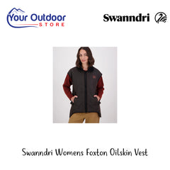 Swanndri Womens Foxton Oilskin Vest | Hero Image Showing All Logos And Titles.