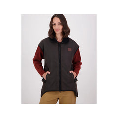 Brown/ Rose Check | Swanndri Womens Foxton Oilskin Vest Image Showing No Logos Or Titles.