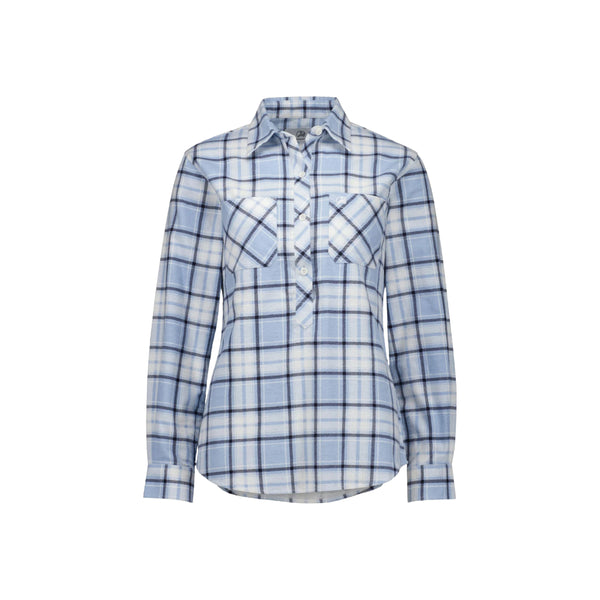 Blue | Swanndri Womens Half Button Egmont Flannelette Shirt Image Showing No Logos Or Titles.