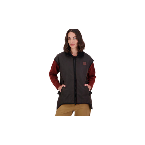 Brown / Rose Check | Swanndri Womens Foxton Oilskin Vest Image Showing No Logos Or Titles.