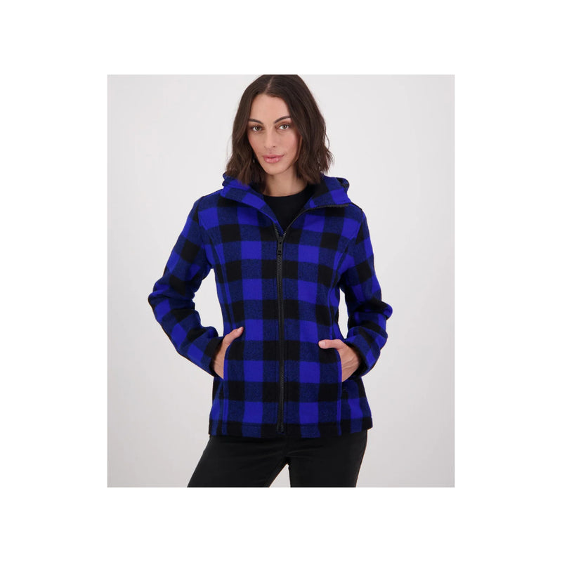 Blue/Black Check | Swanndri Women's Seattle V2 Wool Hoodie Image Showing No Logos Or titles.