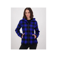 Blue/Black Check | Swanndri Women's Seattle V2 Wool Hoodie Image Showing No Logos Or titles.