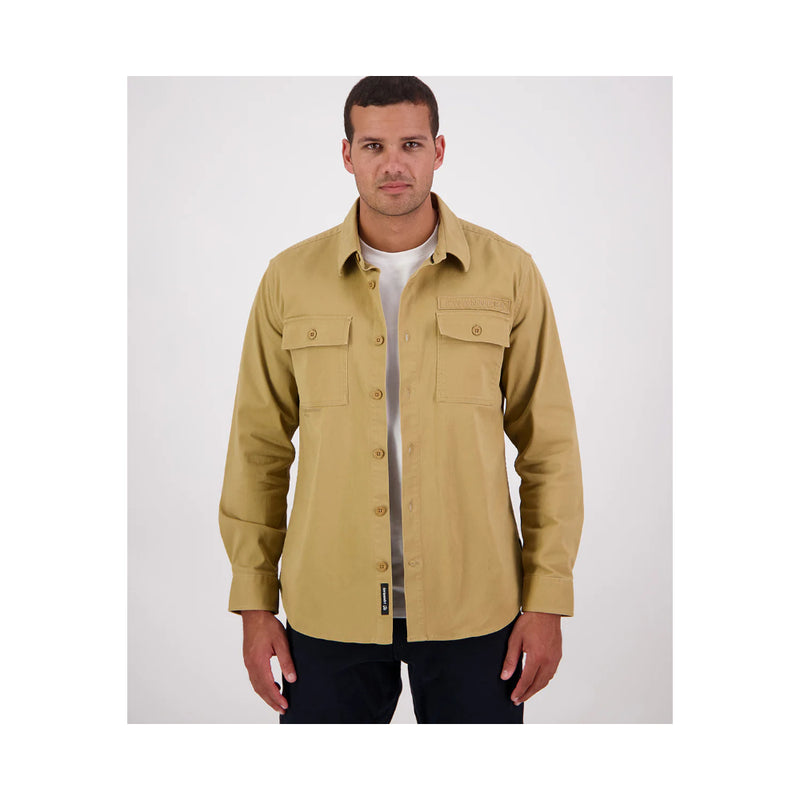 Cashew | Swanndri Poynters Canvas Utility Shirt Image Showing No Logos Or Titles.
