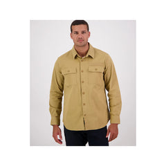 Cashew | Swanndri Poynters Canvas Utility Shirt Image Showing Front View, Buttons All Done Up.