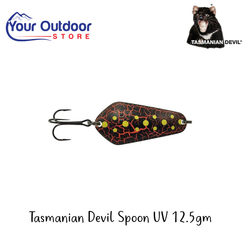 Tasmanian Devil Spoon Uv 12.5g | Hero Image Showing All Logos And Titles.