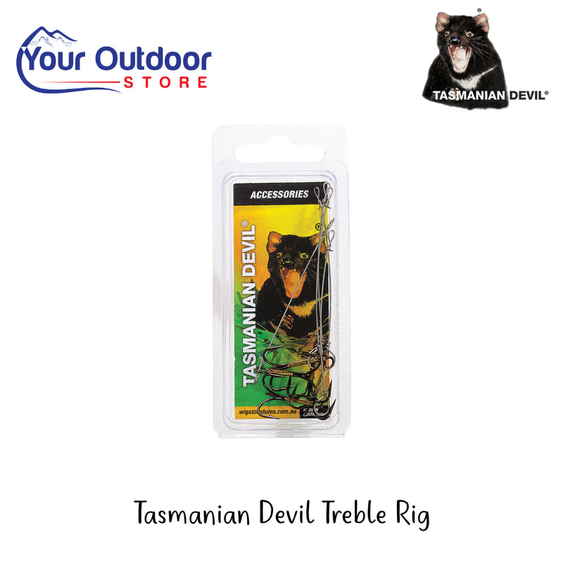 Tassie Devil Treble Rig | Hero Image Showing All Logos And Titles.