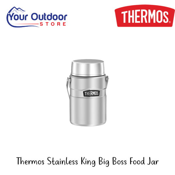 Thermos Stainless King Big Boss Food Jar | Hero Image Showing All Logos And Titles.