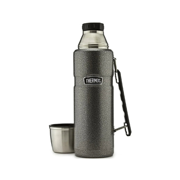 Hammertone / 1.2L | Thermos Vacuum Insulated Stainless steel Thermos Image Showing Front View With Cap Off.