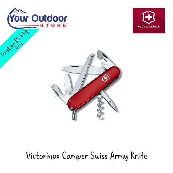 Victorinox Camper Swiss Army Knife | Hero Image Showing All Logos And Titles.