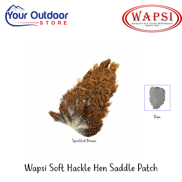 Waspi Soft Hackle Hen Saddle Patch | Hero Image Showing All Logos, Titles And Variants.