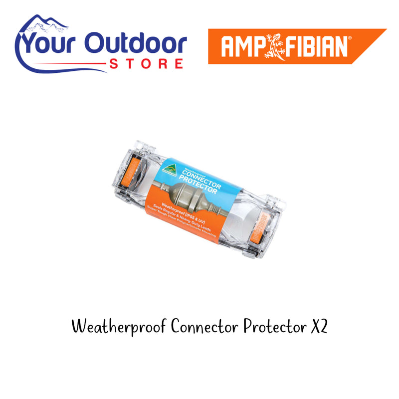 Weatherproof Connector Protector X2. Hero Image Showing Logos and Title. 