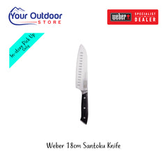 Weber 18cm Santoku Knife. Hero Image Showing Logos and Title. 