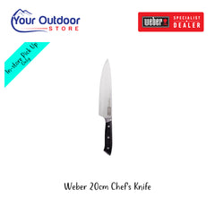 Weber 20cm Chef's Knife. Hero Image Showing Logo and Title. 