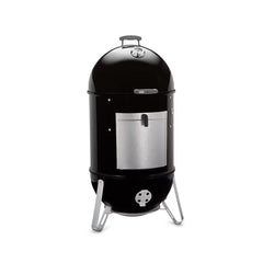 Black | Weber 57cm Smokey Mountain Cooker Image Showing Angled Side View.