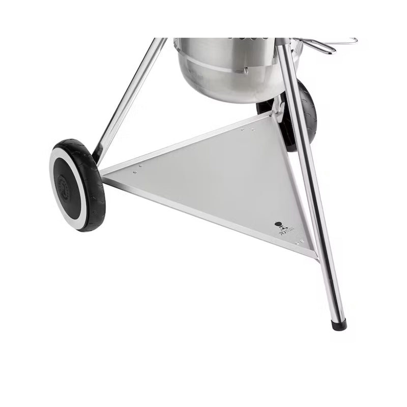 Diner Green | Weber Charcoal Kettle, Showing Gas Bottle Tray and Sturdy Wheels.